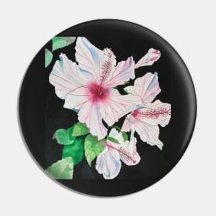 Pink hibiscus watercolour painting Pin