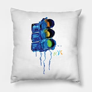 NYC Painted Traffic Light Pillow