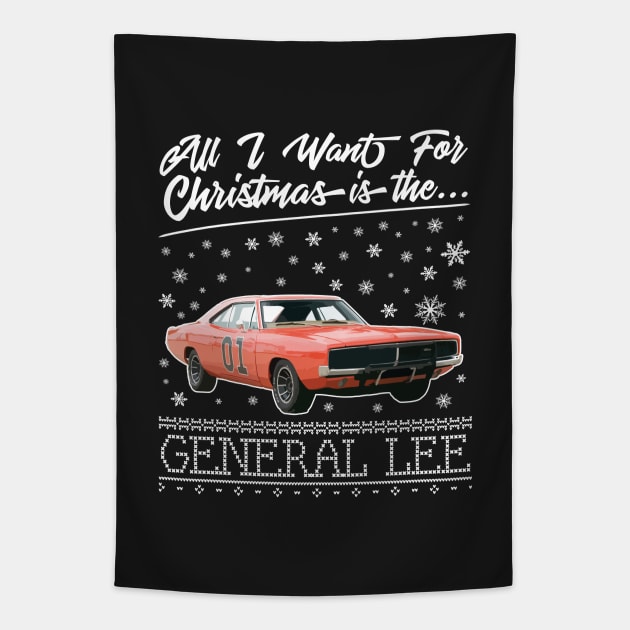 All I Want For Christmas Is The General Lee Dukes Of Hazzard Tapestry by Rebus28