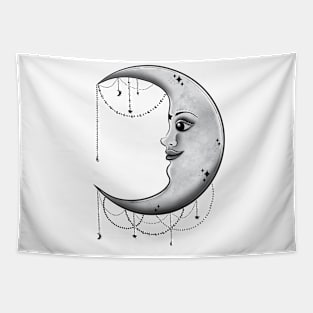 Black and white moon design Tapestry