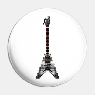 Tiled Pixel Silver King Flying V Guitar Upright Pin