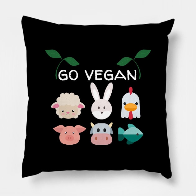 Go vegan Pillow by Purrfect