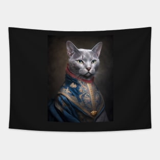 Royal Portrait of a Russian Blue Cat Tapestry