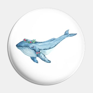 Floral Humpback Whale - Hippie whale Pin