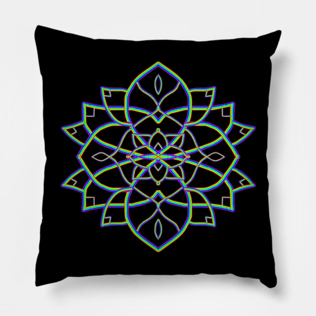 Rainbowdelic Mandala Flower Pillow by Art by Deborah Camp