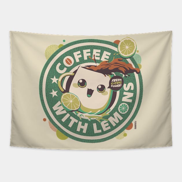 Lemon Coffee Cute Caffeine Lover Tapestry by raffaus