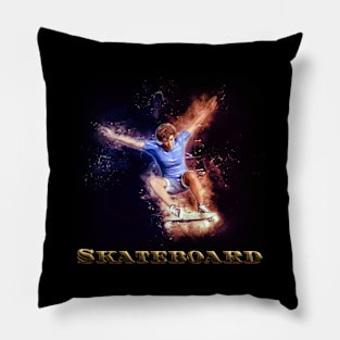 Skateboard Male Skateboarder in Blue Skateboards Skateboarding Designs Skateboarding Gifts Pillow