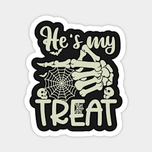 He's My Treat Skeleton Hand Funny Halloween Costume Couples Magnet