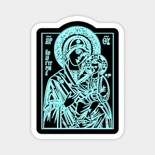 Icon of Virgin Mary and Jesus Christ (blue neon) Magnet