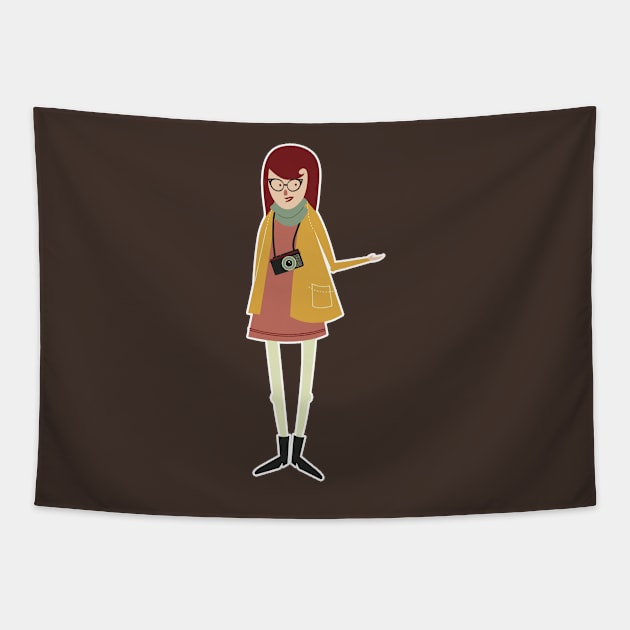 Hipster Girl Sticker Tapestry by hipster