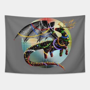 Kawaii Christmas Dragon - With Background Tapestry