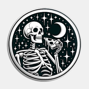 Skeleton enjoying a Slice of Pizza Pin