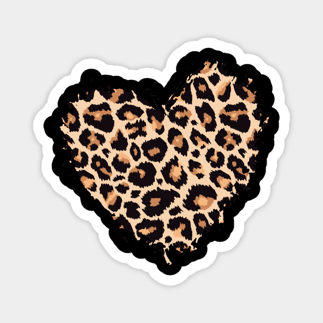 Heart shape leopard pattern valentines day gift idea Magnet by KazSells