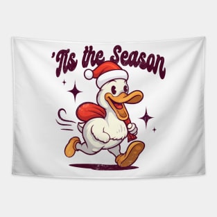 'TIS THE SEASON RETRO CARTOON DUCK CHRISTMAS Tapestry