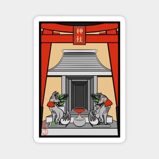 Kitsune Shrine Flower Card - small corner shrines found all over Japan Magnet