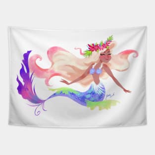 Mermaid blond pink hair Tapestry