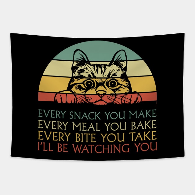 I'll Be Watching You, Funny Scary Cat Jokes, Cat Moms, Cat Dads, Cat Gifts 2023 Tapestry by sarcasmandadulting