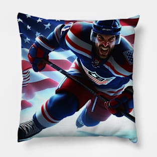 American Man Ice Hockey Player #15 Pillow