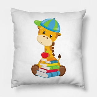 Cute Giraffe, Giraffe Going To School, Books Pillow