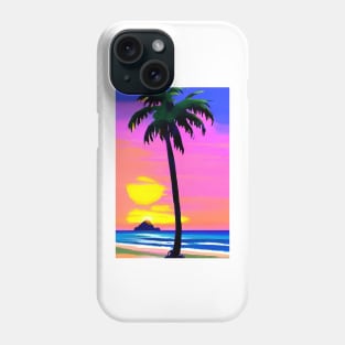 Evening Summer Sunset Palm Tree Beach Ocean Artistic Paradise Phone Case