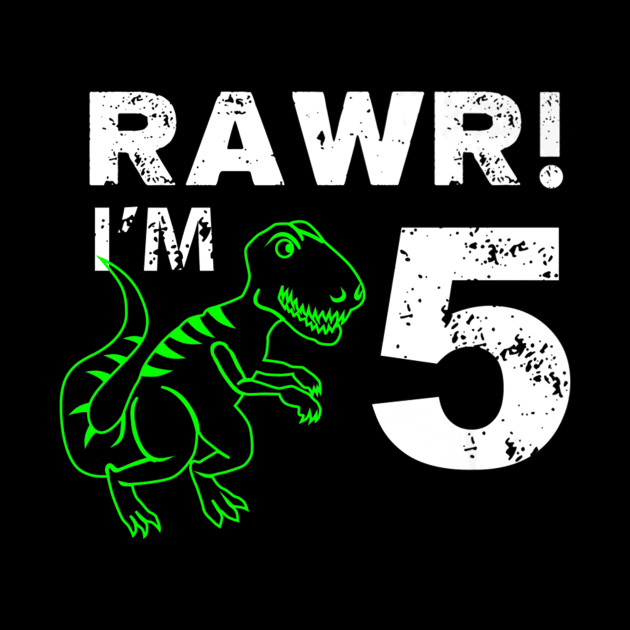 5th Birthday Rawr Im 5 Year Old Dinosaur by Brothers With Ax Sticks