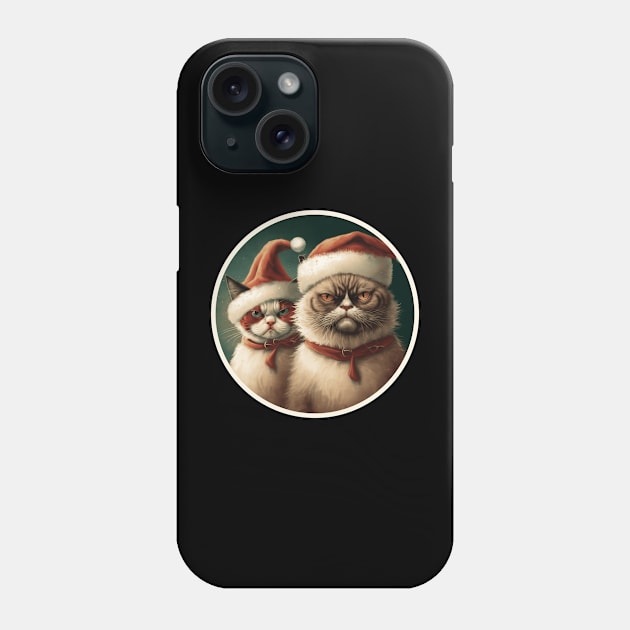 Funny Family Christmas Angry Cats With Santa Hat Phone Case by GIFTGROO