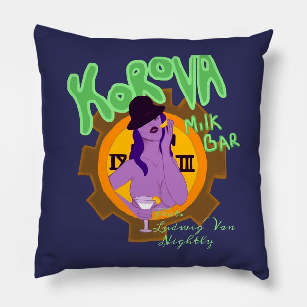 Korova Milk Bar Pillow by KataMartArt