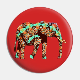 Colourful Tribal and Pop Fusion Elephant Watercolor Artwork Pin