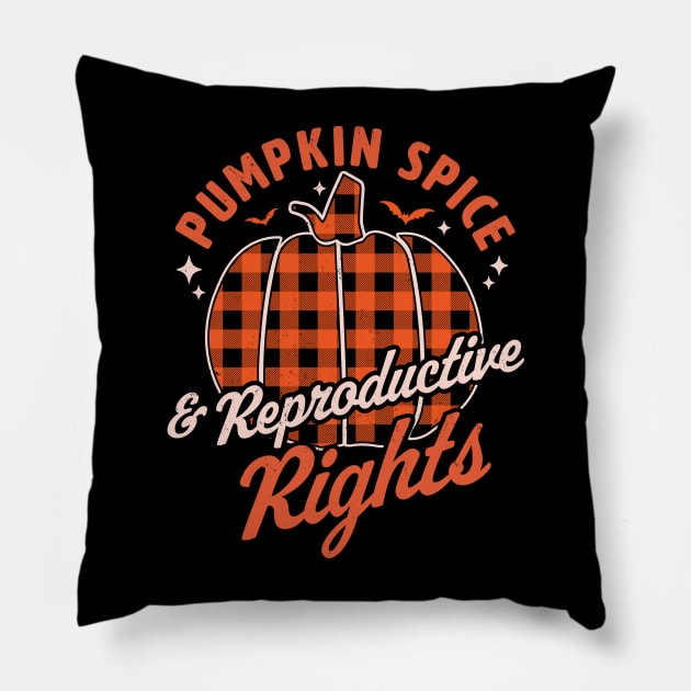 Pumpkin Spice And Reproductive Rights Halloween Pumpkin Pillow by OrangeMonkeyArt