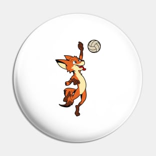 Comic fox plays volleyball Pin