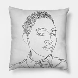 Black woman one line art Pillow