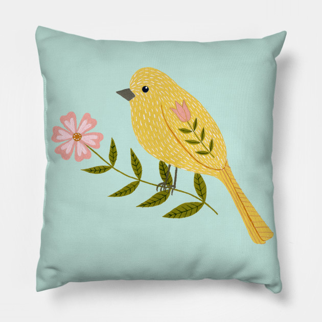 Yellow bird pillow cheap