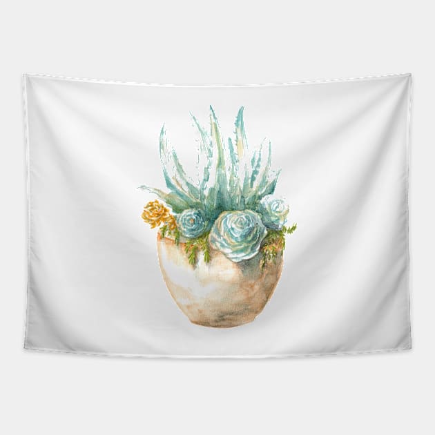 Succulent plants. watercolor. ragged edge Tapestry by lisenok