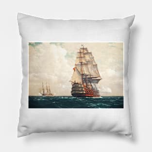 Ship At Sea by Michael Zeno Diemer digitally enhanced Pillow