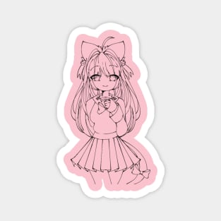 Chibi-girl-b&w Magnet