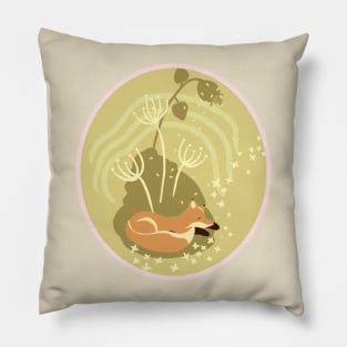 Sleeping fox 2 earth tones Pillow