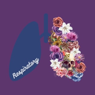 Floral Respiratory Lungs w Skull T-Shirt