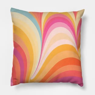 Wavy Retro 70s Pink and Orange Pillow