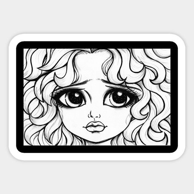 Curly Hair Girl Cute Girls Sticker Teepublic