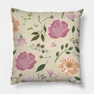 Old Rose Memories Flower Pattern Pillow