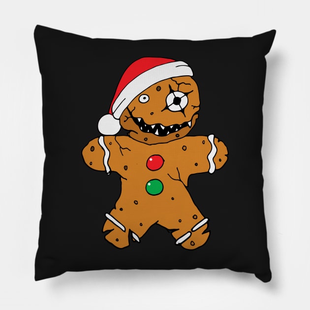 Evil Christmas Creepy Gingerbread Man Pillow by HotHibiscus