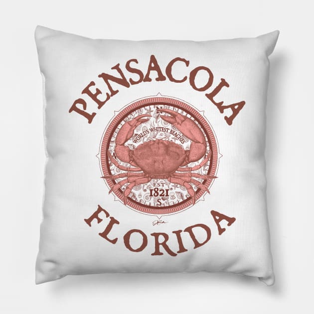 Pensacola, Florida, with Stone Crab on Wind Rose Pillow by jcombs