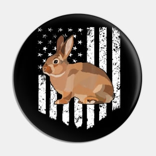 White American Flag Rabbit 4th Of July Farm Animal Pin