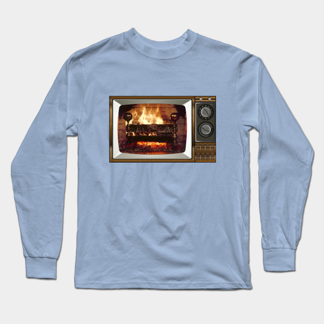 Yule Log Vintage TV - Christmas - Long Sleeve T-Shirt ...