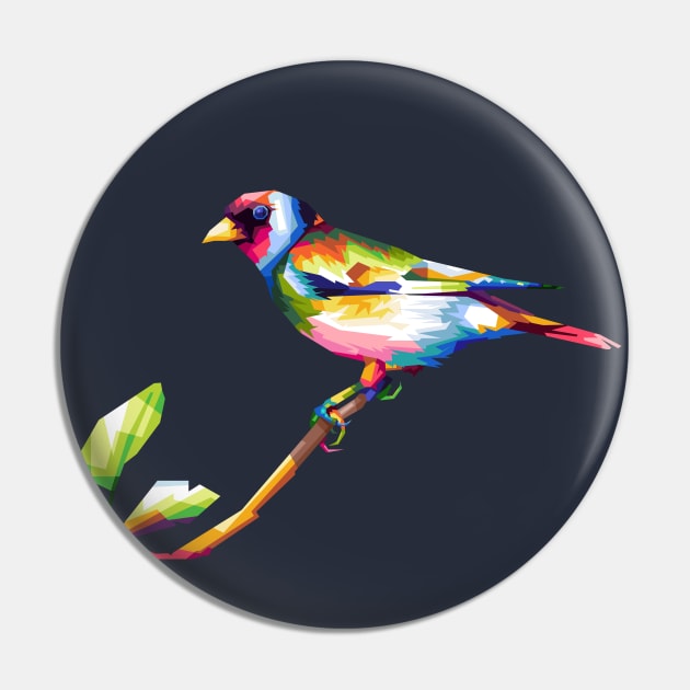 stieglitz bird in Pop Art Pin by Rizkydwi