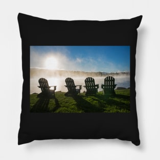 Adirondack chairs overlooking Mirror Lake in Lake Placid Sun Pillow