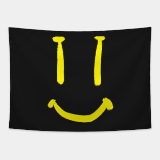 Yellow Smug Smiling Face Tapestry