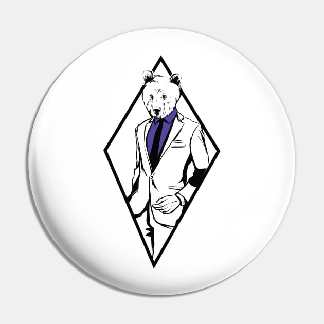 Bear in a Formal Suit Pin by madeinchorley