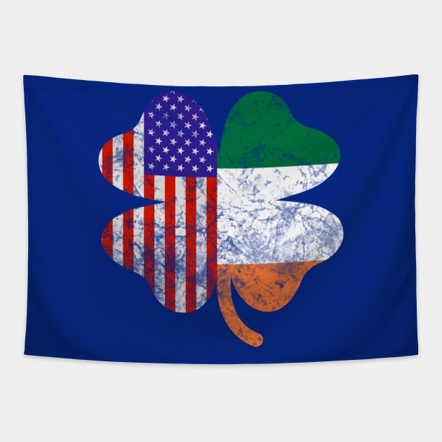 Irish American Flag Shamrock Tapestry by Scar