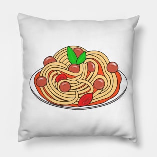 Spaghetti And Meatballs Plate, Italian Cuisine Pillow